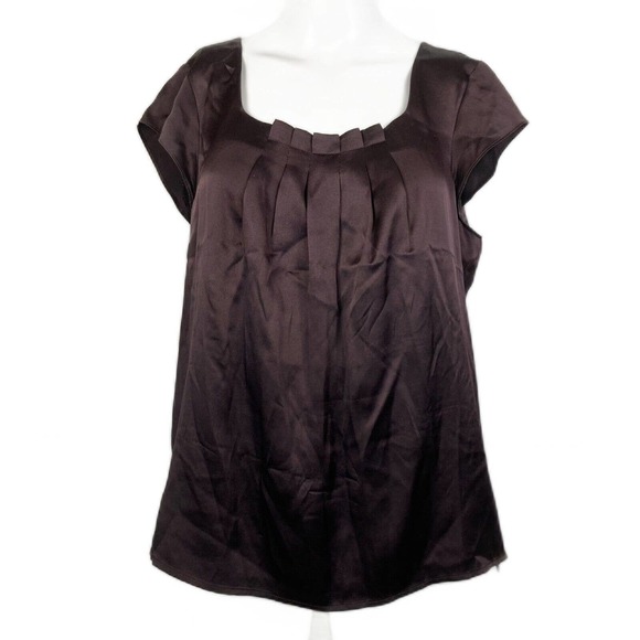 Classiques Entier Shirt Womens PM Petite Plum Purple Pleated 100% Silk Top Zip - Picture 1 of 10